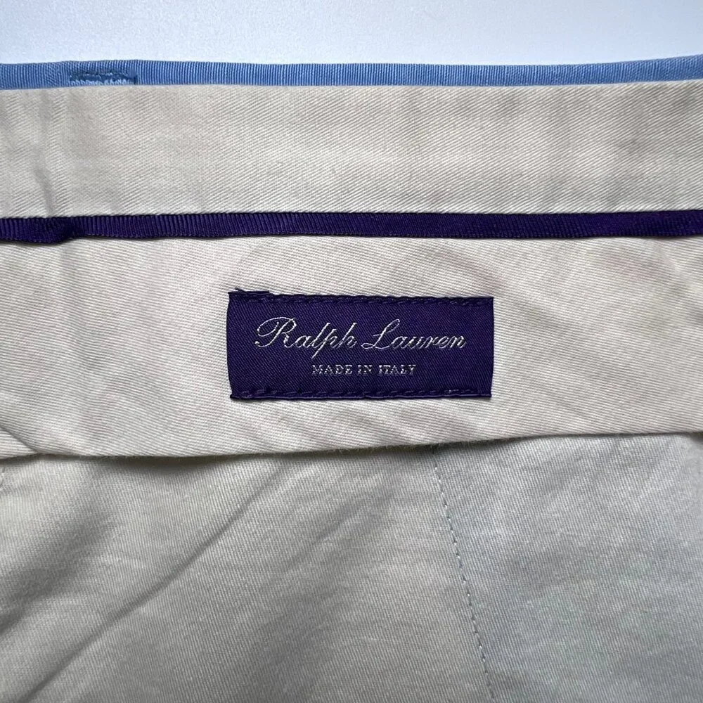 NWOT RALPH LAUREN Purple Label Gregory Chambray Blue Linen/silk Pant 34 Italy